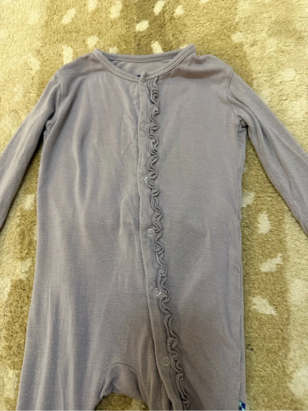 Kickee Pants Bamboo Ruffle Footless Snap Romper 12-18 Months Purple Gray